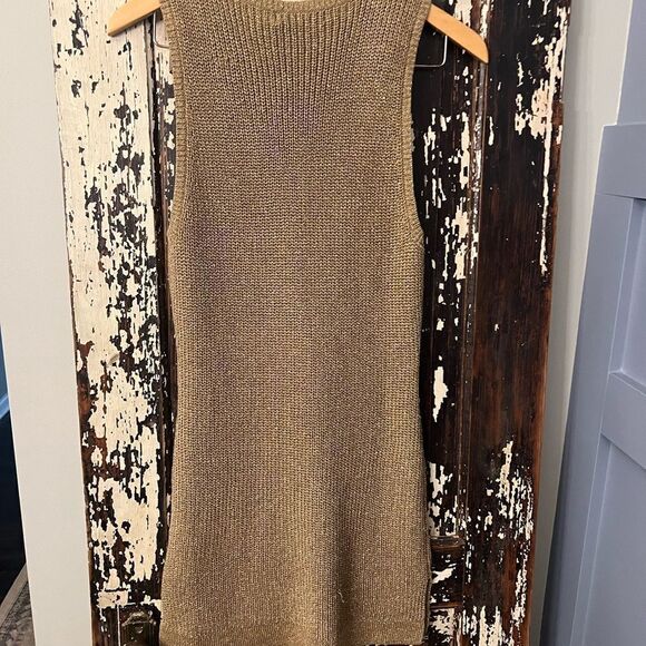 Lauren Ralph Lauren Women Sleeveless Knit Tunic Sweater Metallic Gold Size NWT M - Picture 7 of 11
